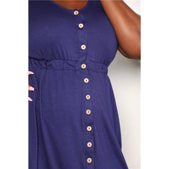 Double Take Button Front Empire Waist Sleeveless Slit Magic Dress - Picture 13 of 16